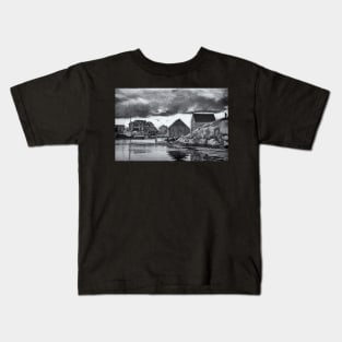 Peggys Cove in Black & White Kids T-Shirt